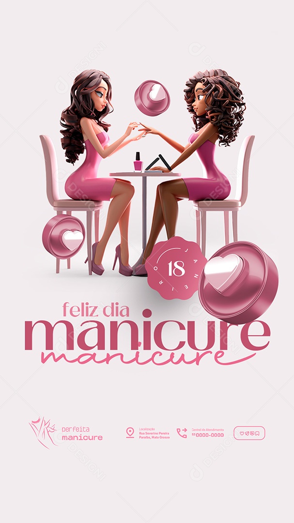 Story Feliz Dia da Manicure 18 de Janeiro Social Media PSD Editável