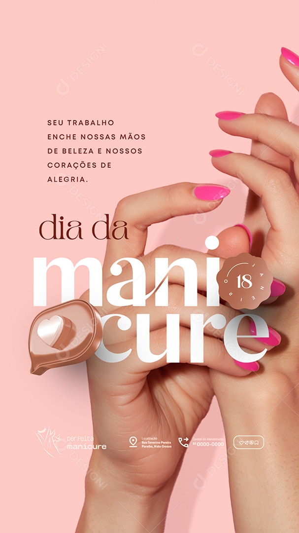 Story Dia da Manicure 18 de Janeiro Social Media PSD Editável