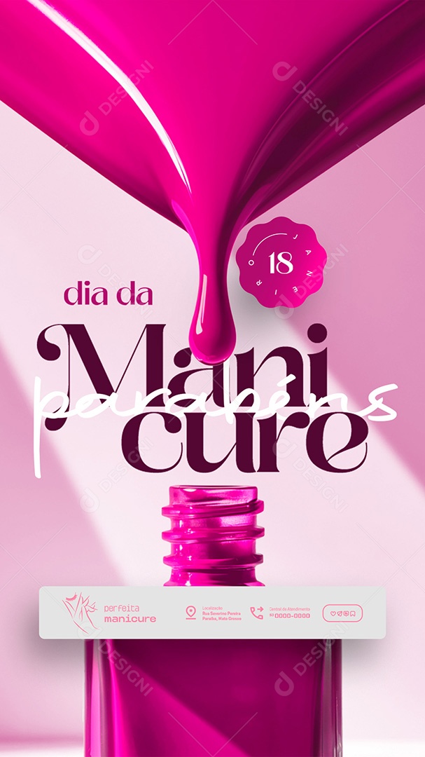 Story Dia da Manicure 18 de Janeiro Parabéns Social Media PSD Editável