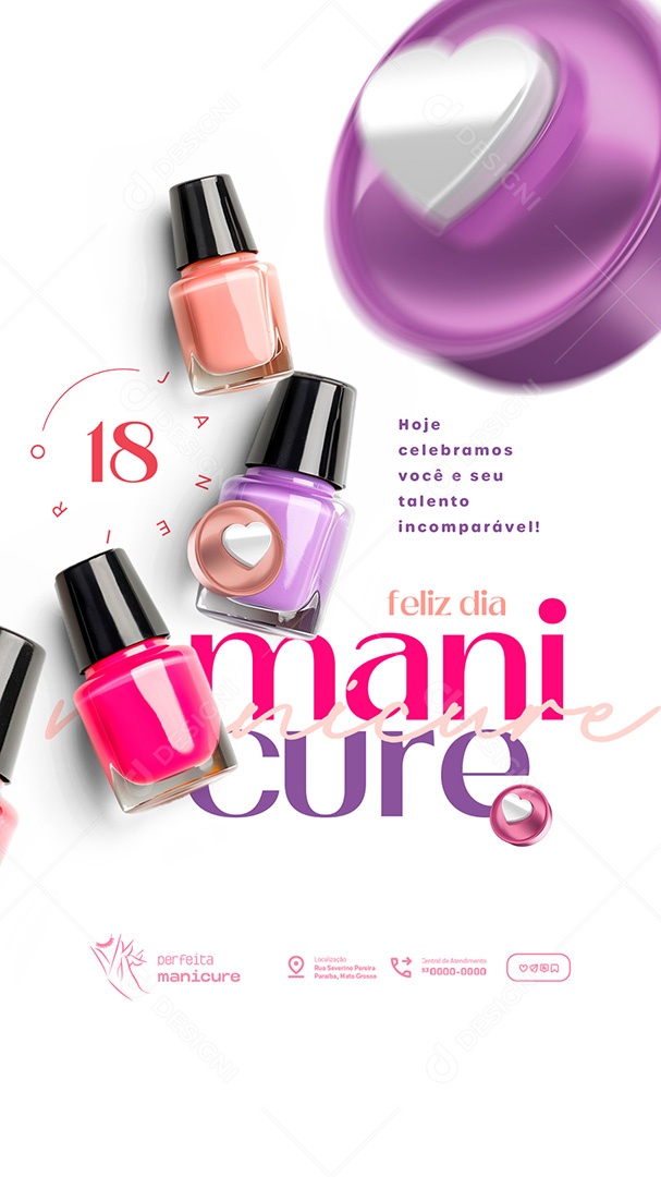 Story Feliz Dia da Manicure 18 de Janeiro Hoje Celebramos Social Media PSD Editável