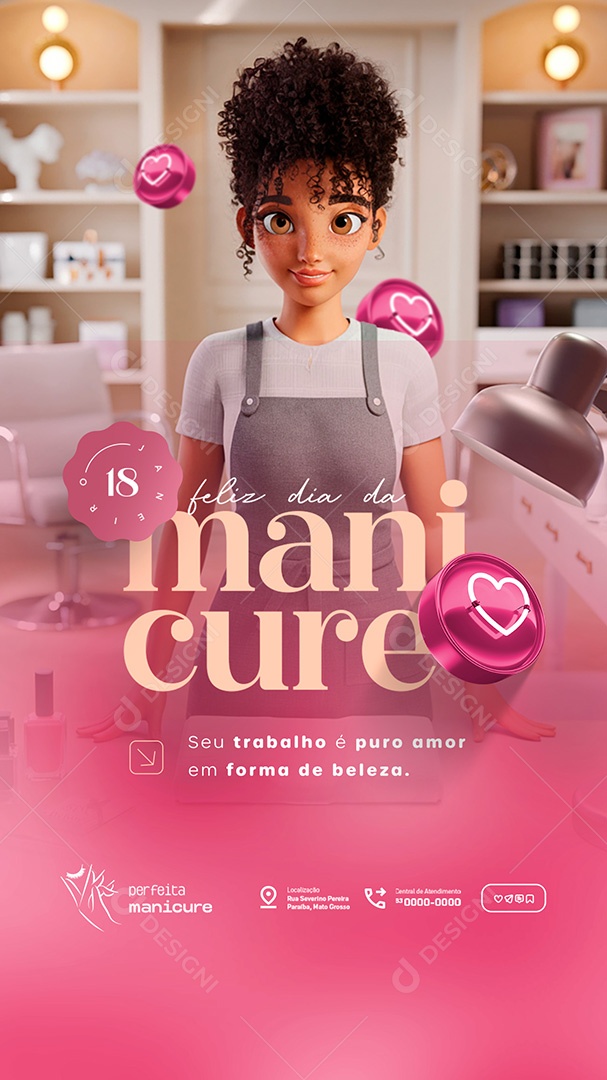 Story Feliz Dia da Manicure 18 de Janeiro Social Media PSD Editável
