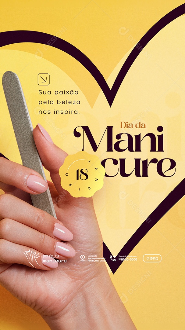 Story Dia da Manicure 18 de Janeiro Sua Paixão Pela Beleza nos Inspira Social Media PSD Editável
