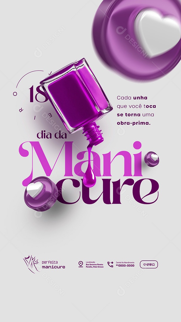 Story Dia da Manicure 18 de Janeiro Cada Unha Que Você Toca Social Media PSD Editável