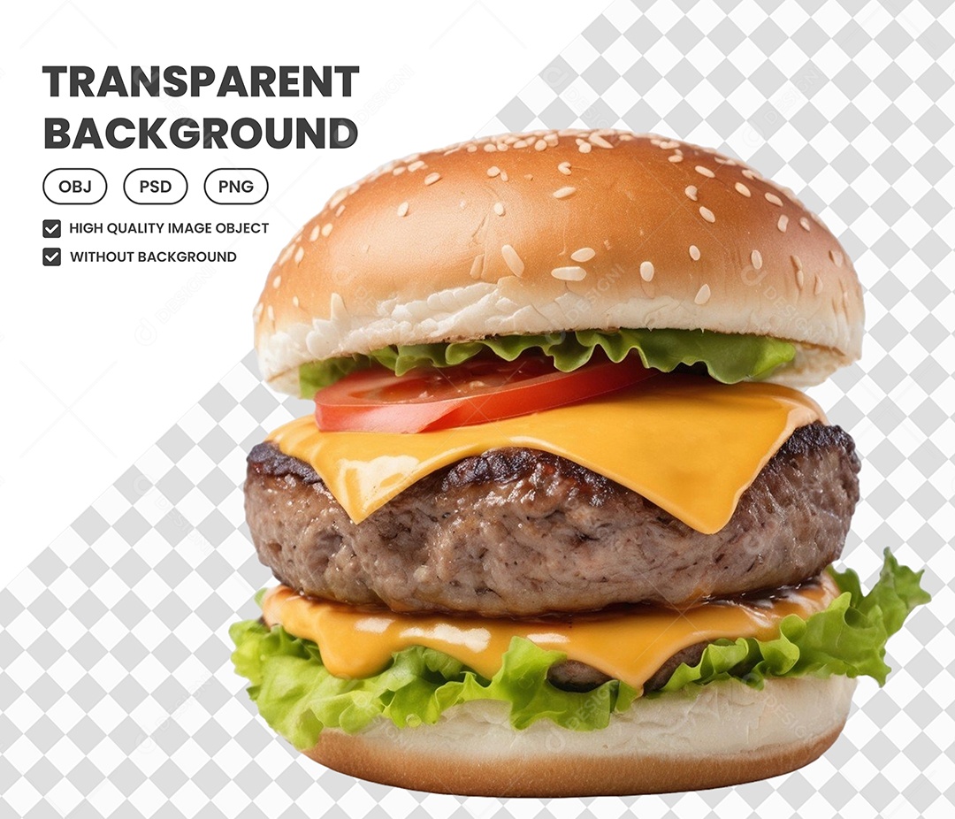 Elemento Hambúguer 3D para Composição PSD