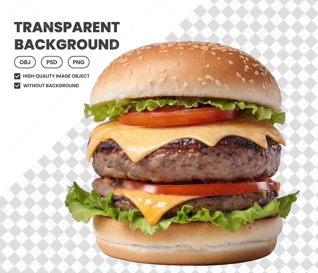 Elemento Hambúguer 3D para Composição PSD