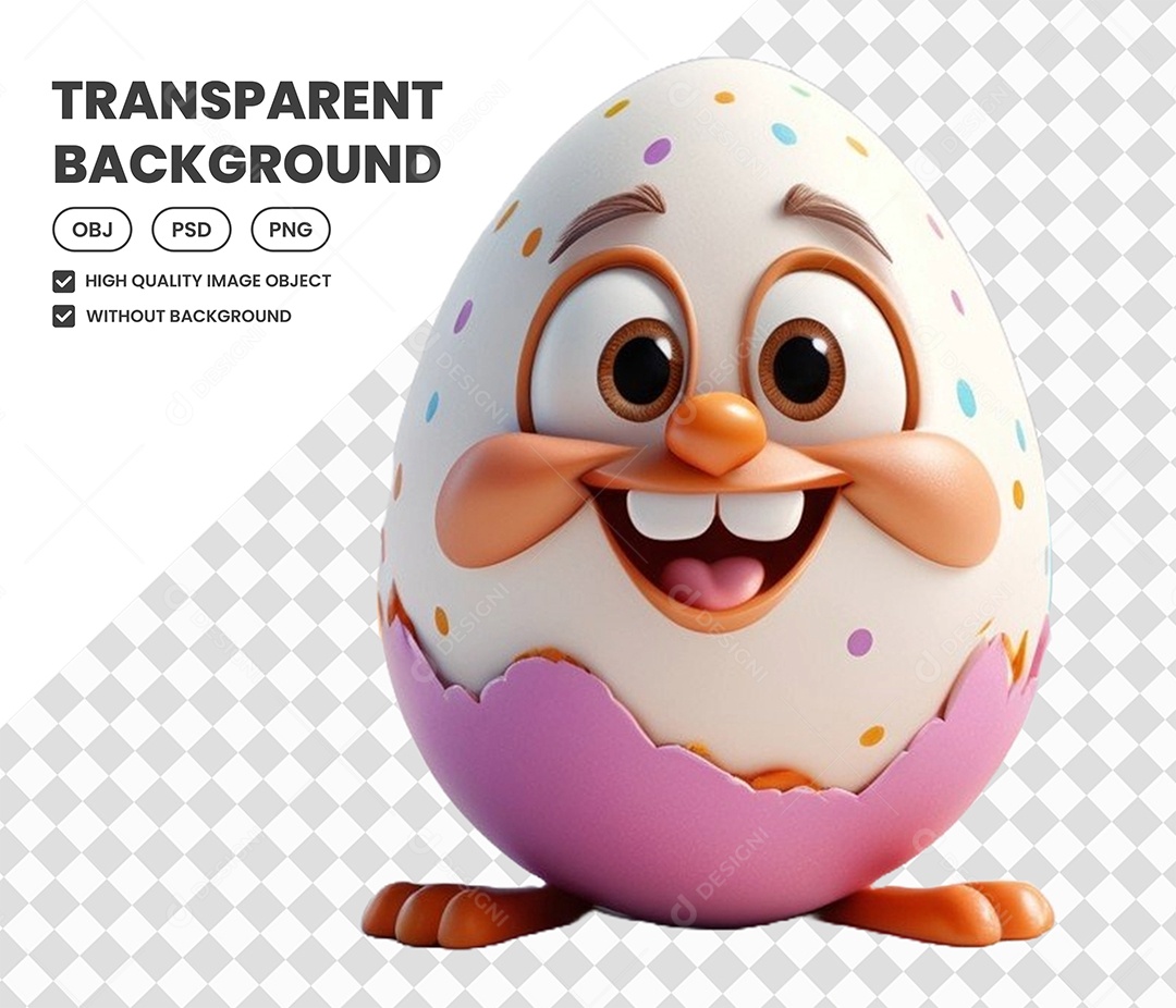Element Easter Egg White and Pink 3D for PSD Composition