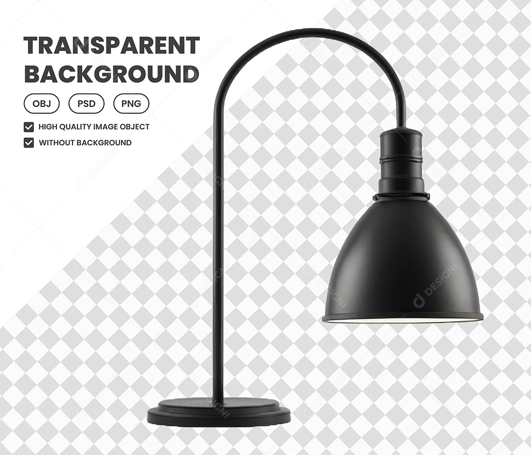 Elemento Luminária Preta 3D para Composição PSD