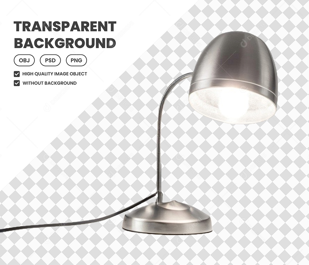 Elemento Luminária Prata 3D para Composição PSD