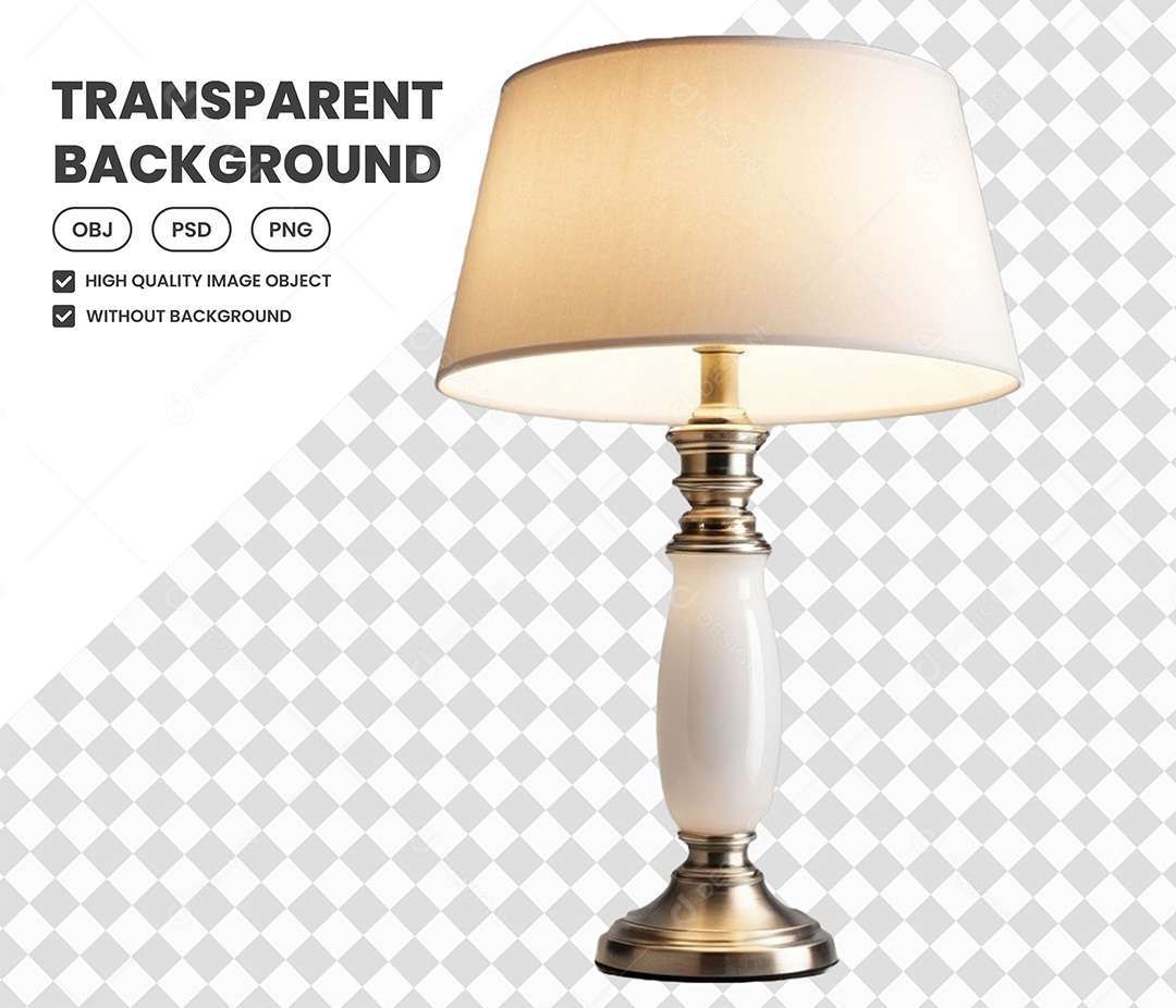 Elemento Luminária Branca 3D para Composição PSD