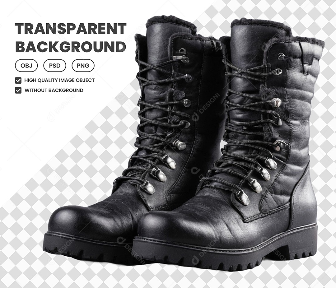 Elemento Bota Preta 3D para Composição PSD