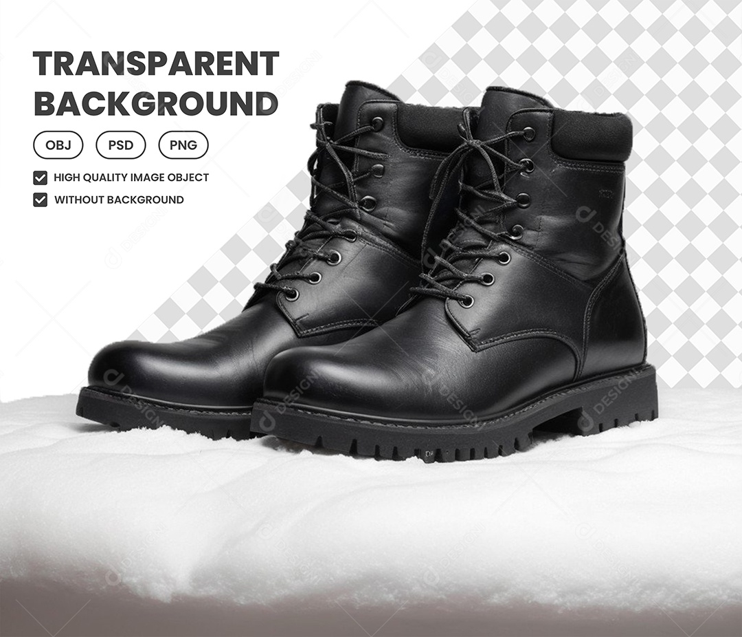 Elemento Bota Preta 3D para Composição PSD