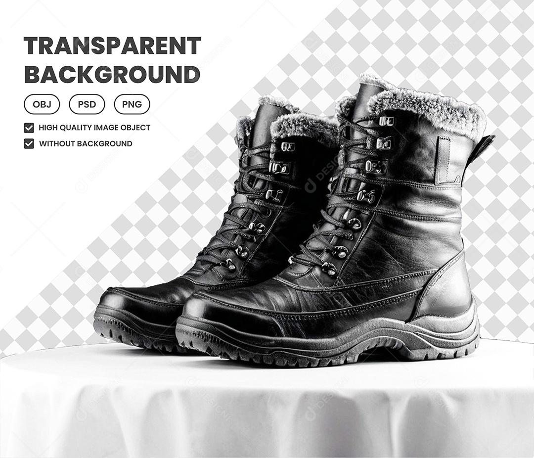 Elemento Bota Preta 3D para Composição PSD