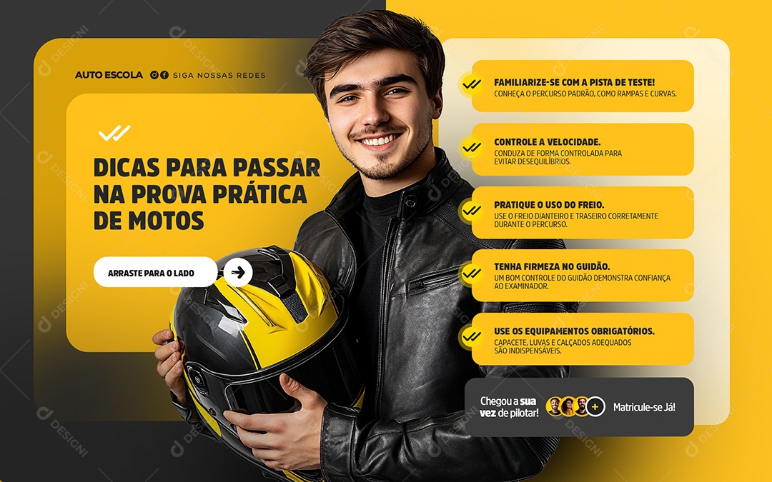 Carrossel Auto Escola Dicas Social Media PSD Editável