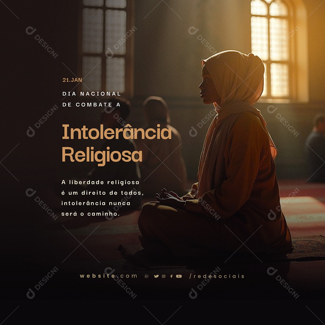 Dia Nacional de Combate à Intolerância Religiosa 21 de Janeiro Social Media PSD Editável