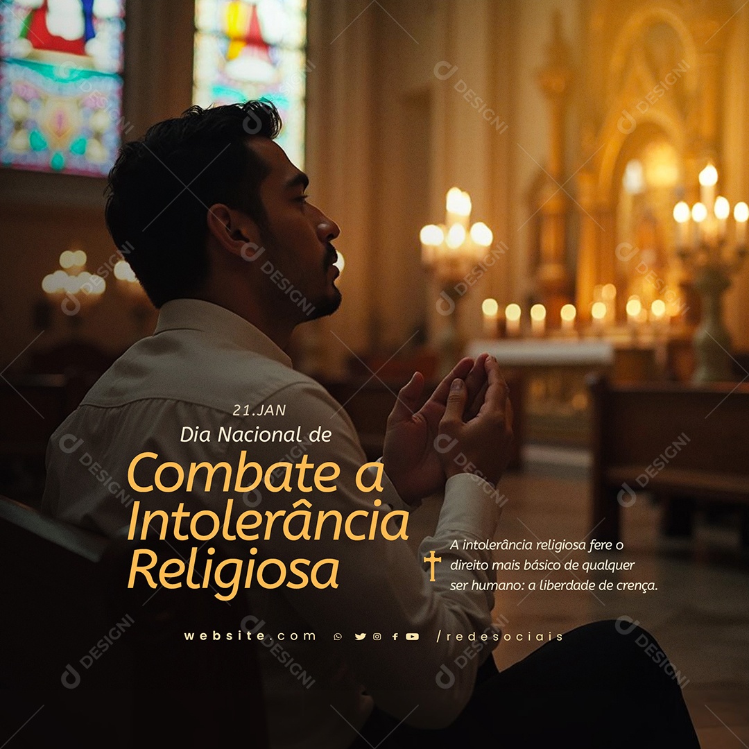 Dia Nacional de Combate à Intolerância Religiosa 21 de Janeiro Social Media PSD Editável