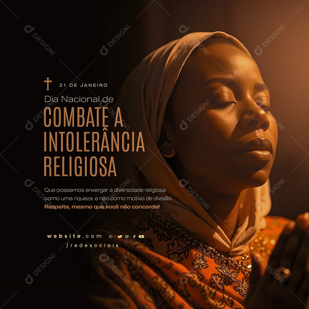 Dia Nacional de Combate à Intolerância Religiosa 21 de Janeiro Social Media PSD Editável