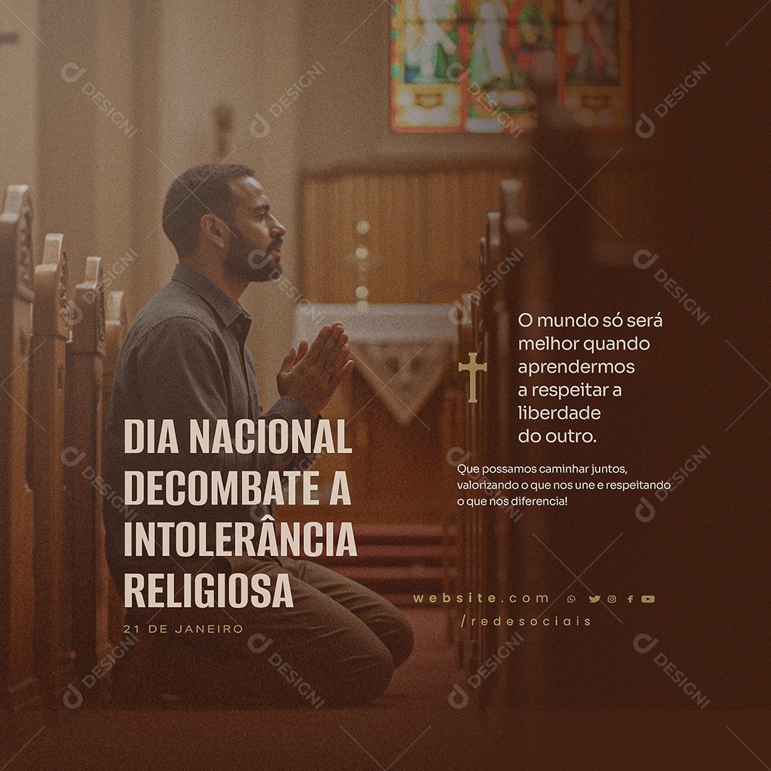Dia Nacional de Combate à Intolerância Religiosa 21 de Janeiro Social Media PSD Editável