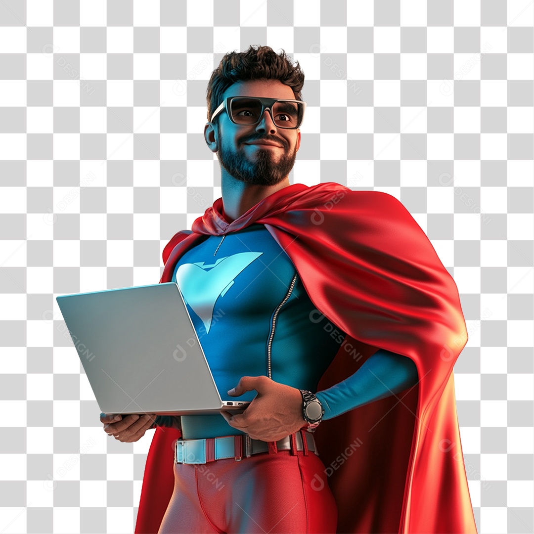 Homem com Notebook PNG Transparente