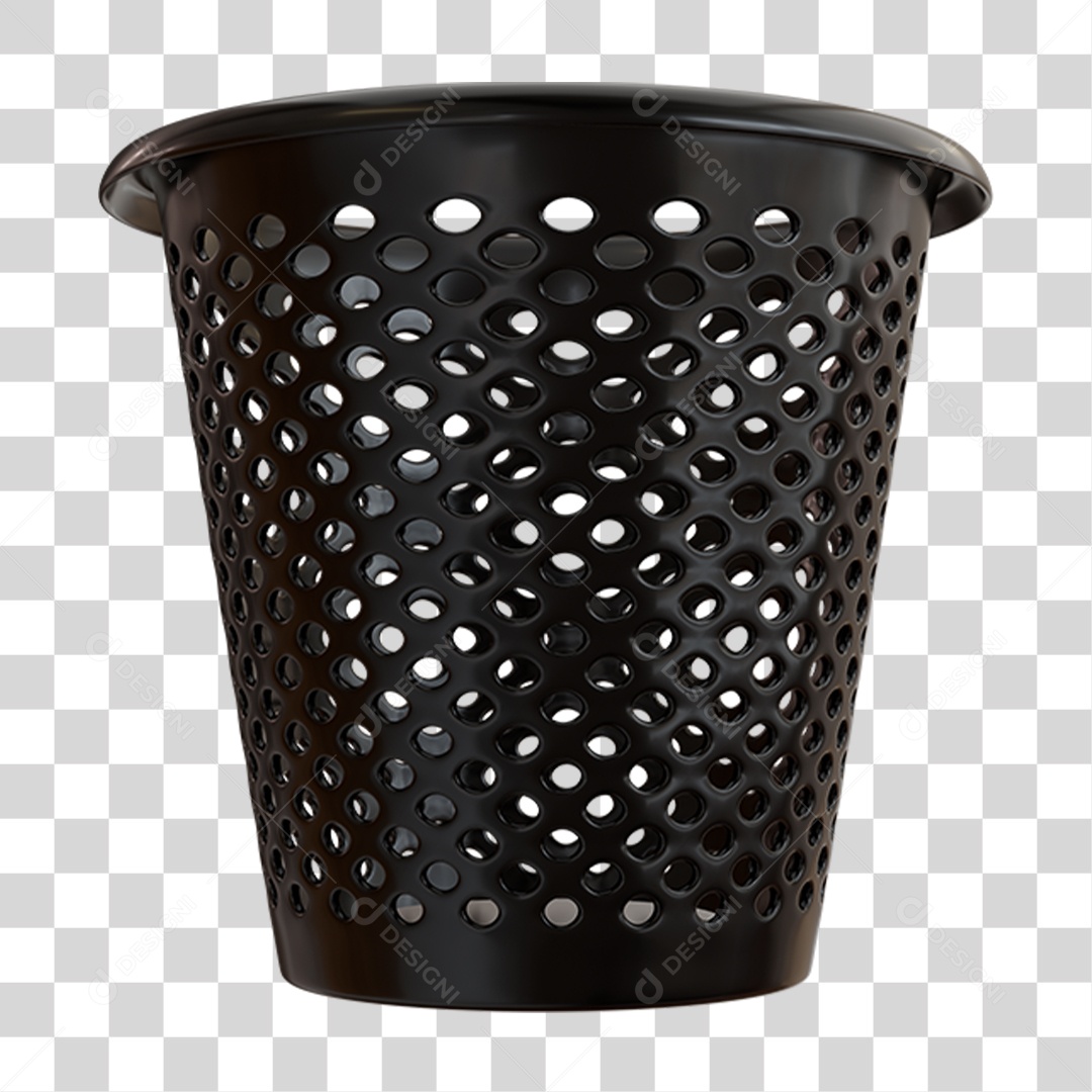 Elemento 3D Lixeira Preta PNG Transparente