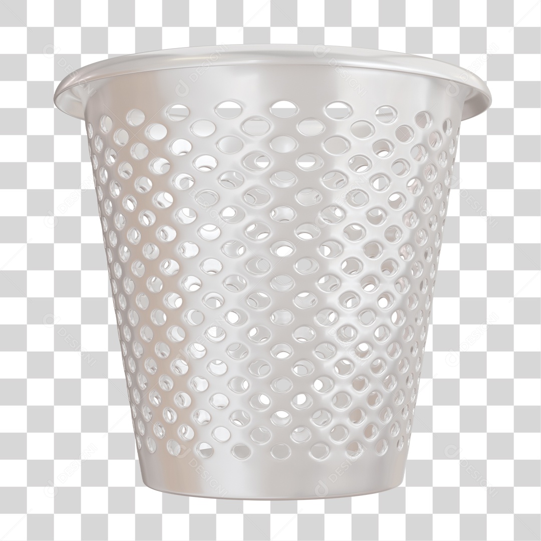 Elemento 3D Lixeira Branca PNG Transparente