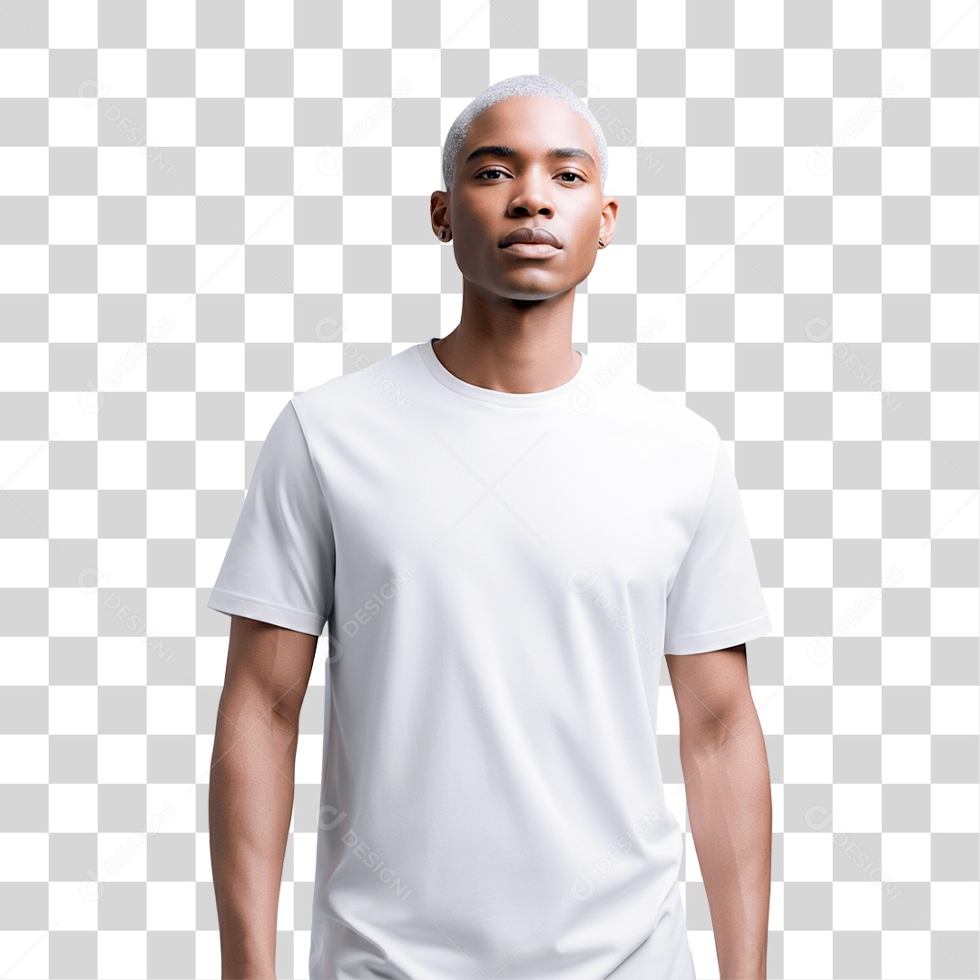 Jovem de Camisa Branca PNG Transparente