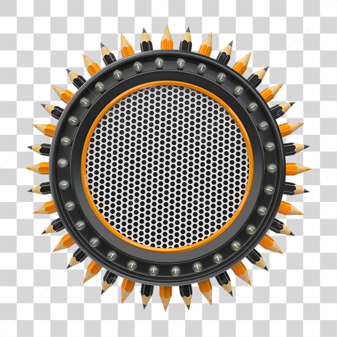 Elemento 3D Placa Redonda com Pontas de Lápis PNG Transparente