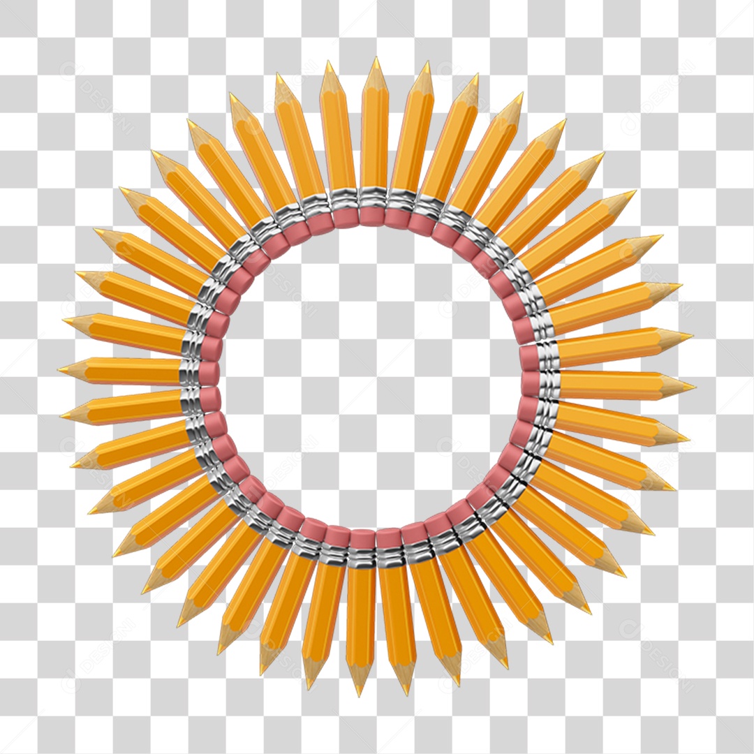 Elemento 3D Placa Redonda com Pontas de Lápis PNG Transparente