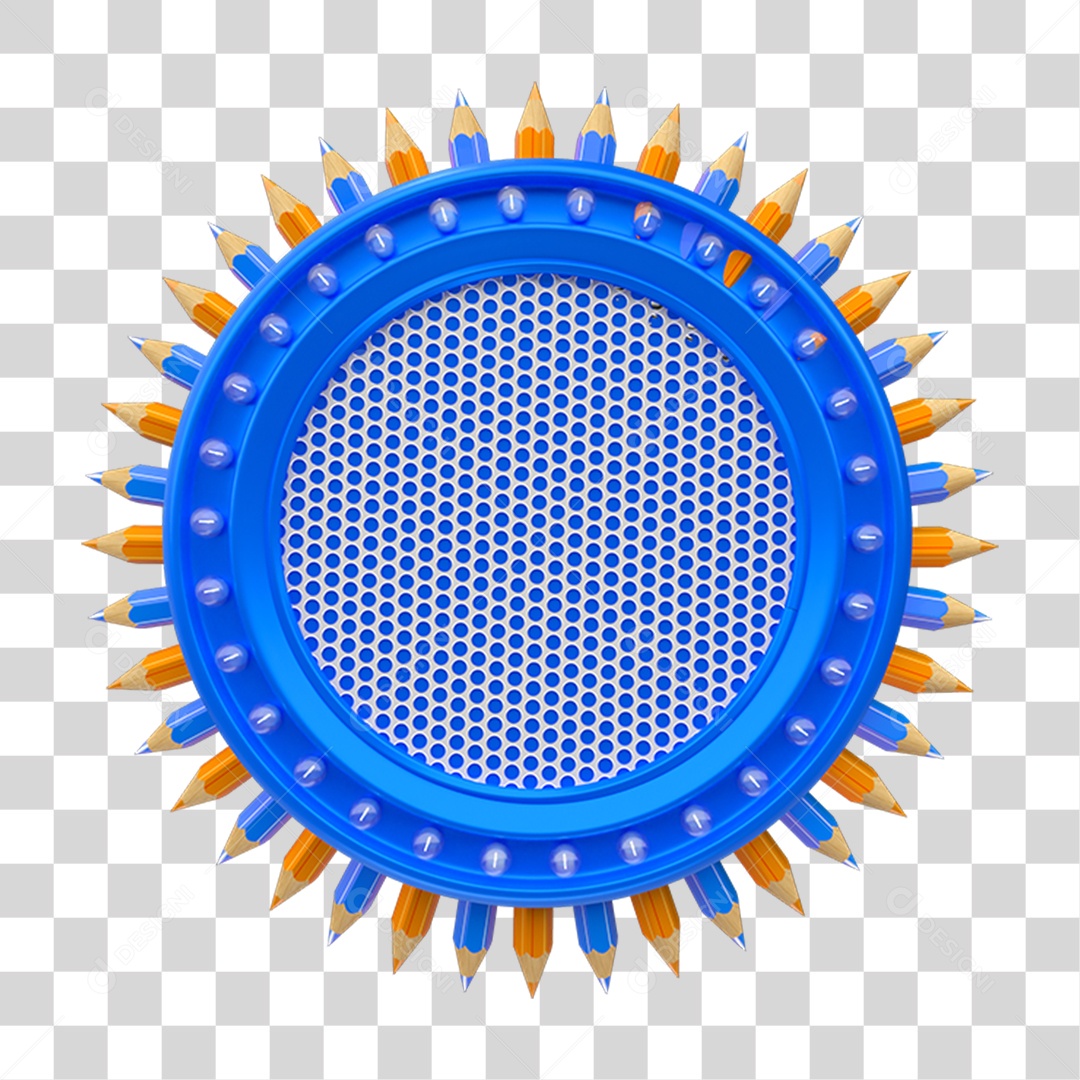 Elemento 3D Placa Redonda com Pontas de Lápis PNG Transparente
