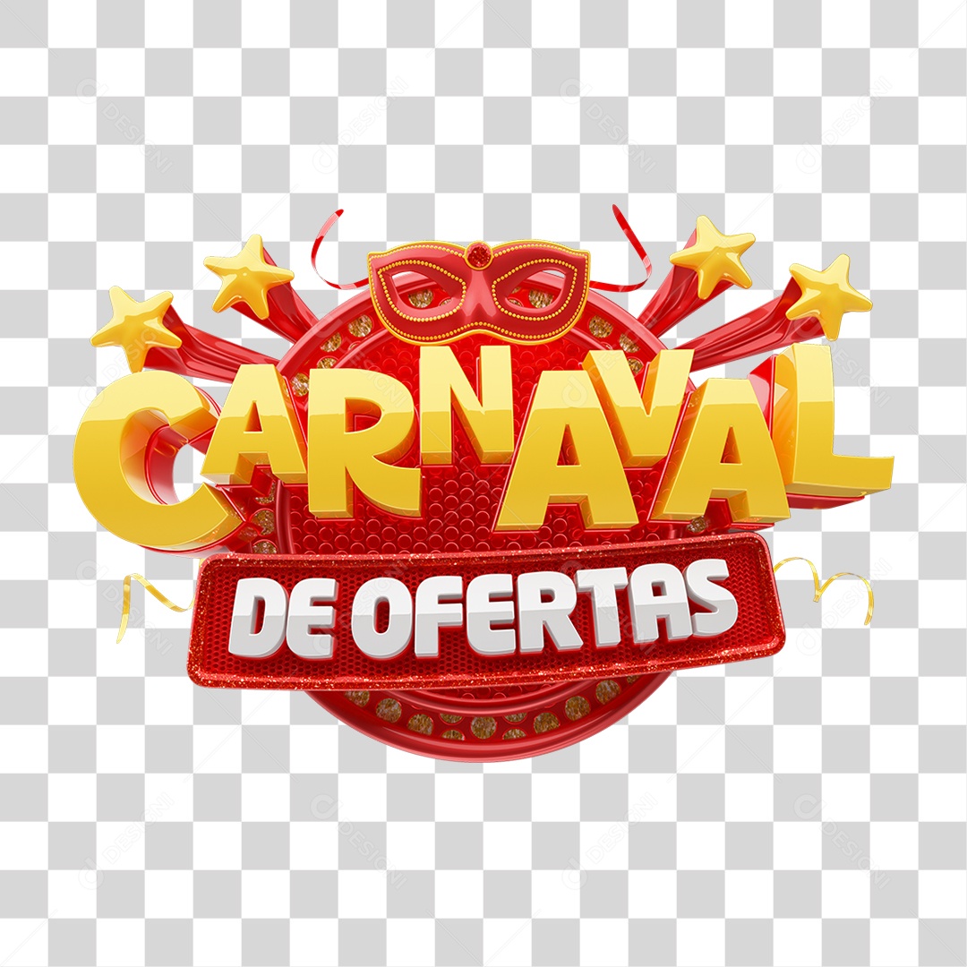 Selo 3D Carnaval de Ofertas PNG Transparente