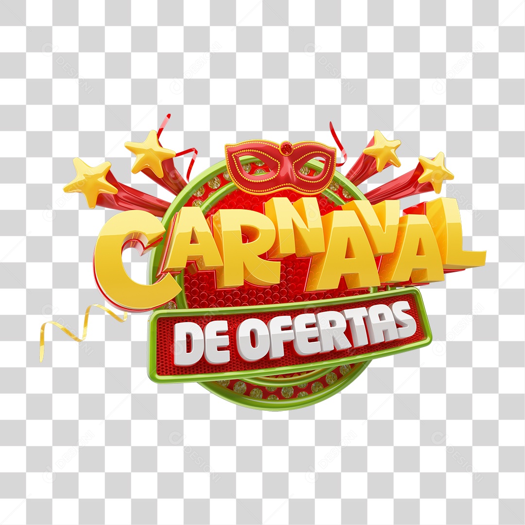 Selo 3D Carnaval de Ofertas PNG Transparente