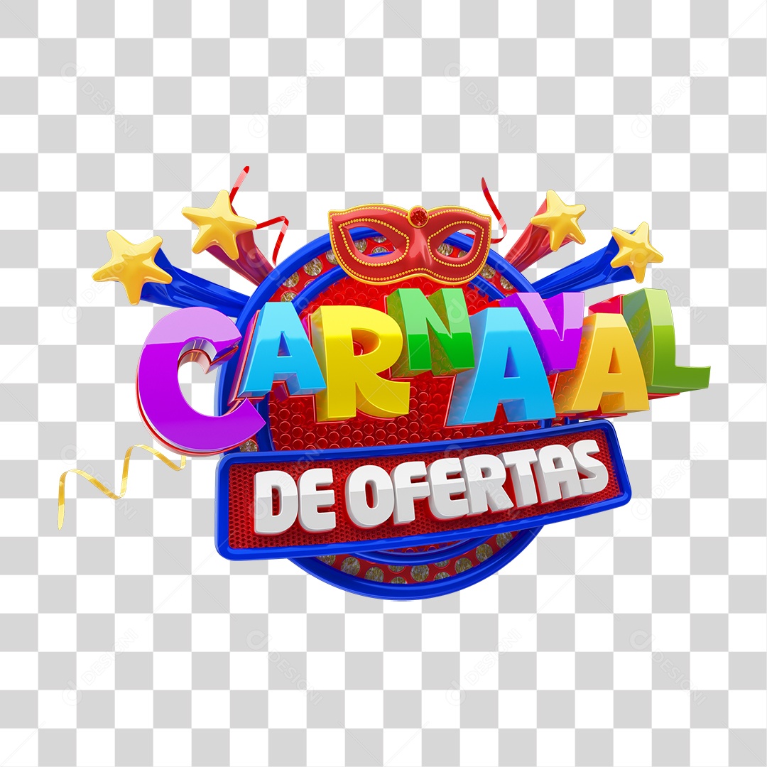 Selo 3D Carnaval de Ofertas PNG Transparente