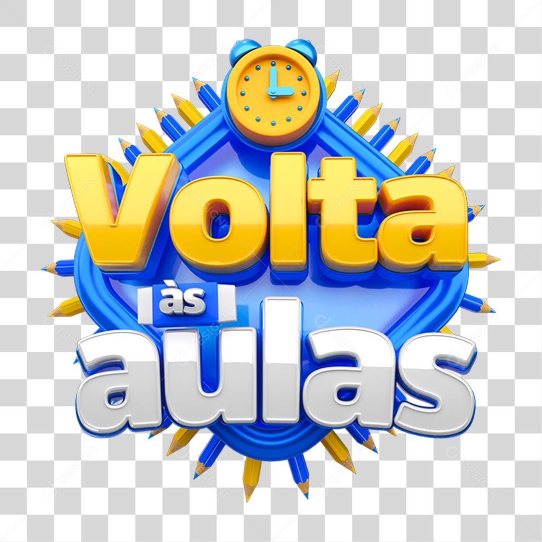 Selo 3D Volta ás Aulas  PNG Transparente