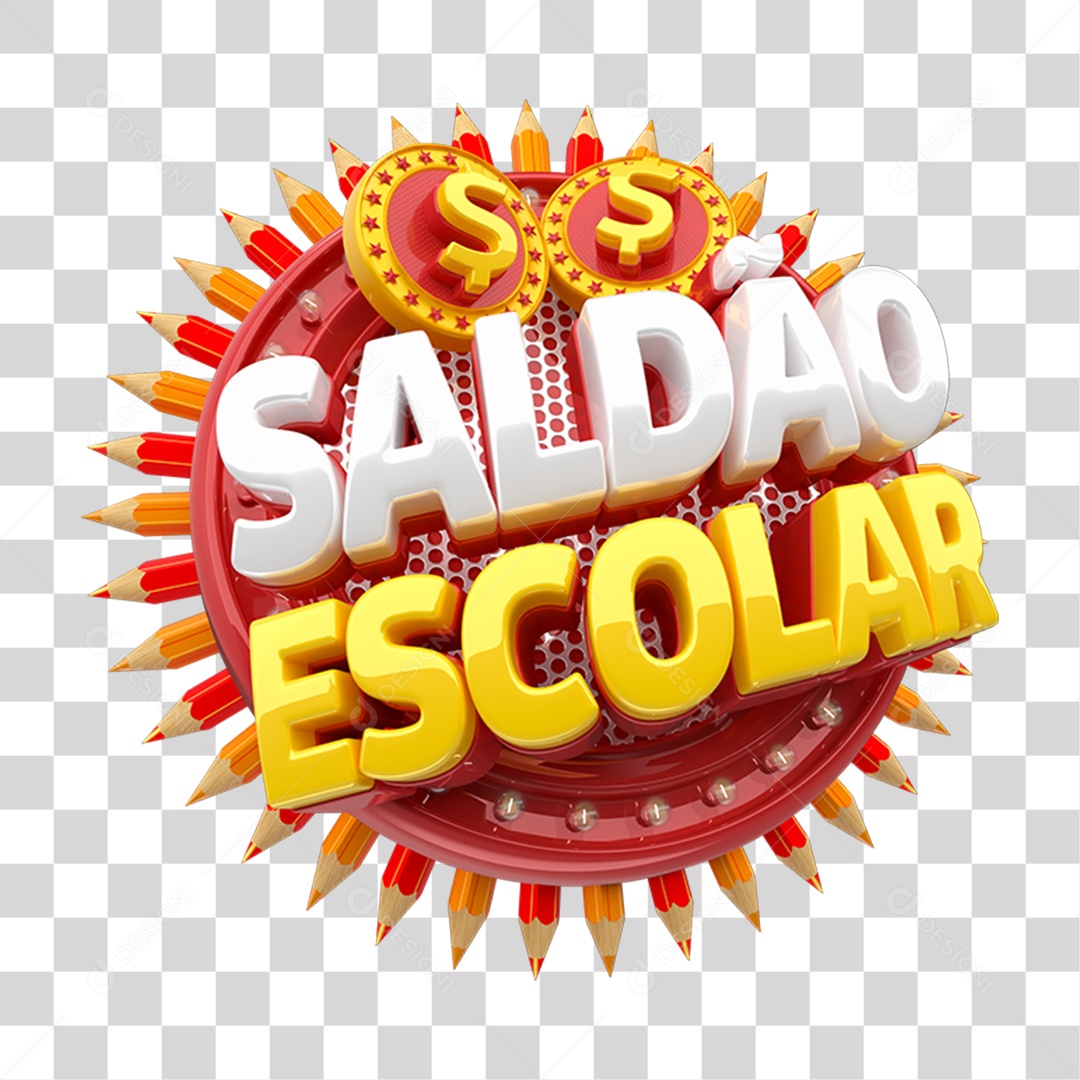 Selo 3D Saldão Escolar PNG Transparente
