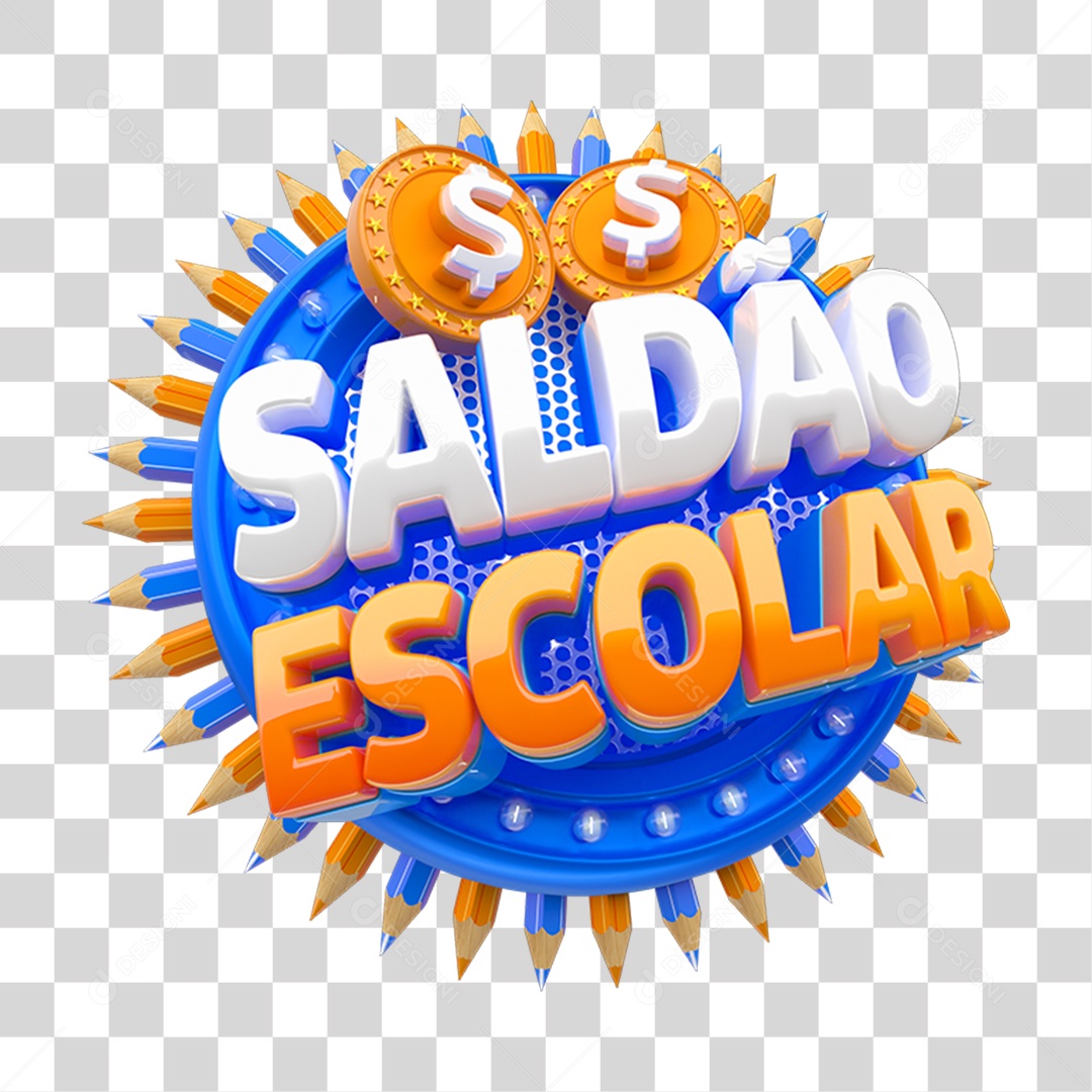 Selo 3D Saldão Escolar PNG Transparente