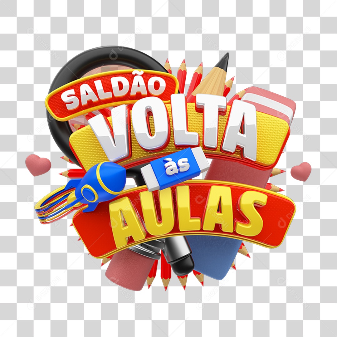 Selo 3D Saldão Volta ás Aulas  PNG Transparente