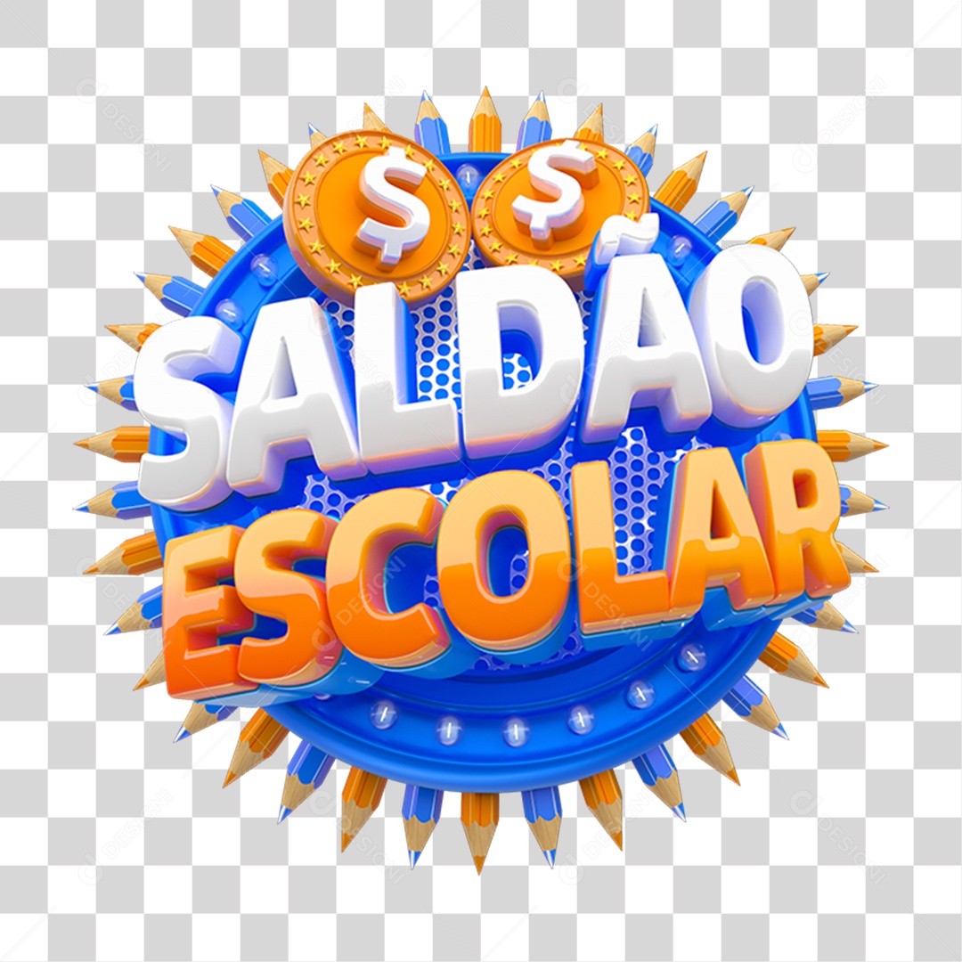 Selo 3D Saldão Escolar PNG Transparente