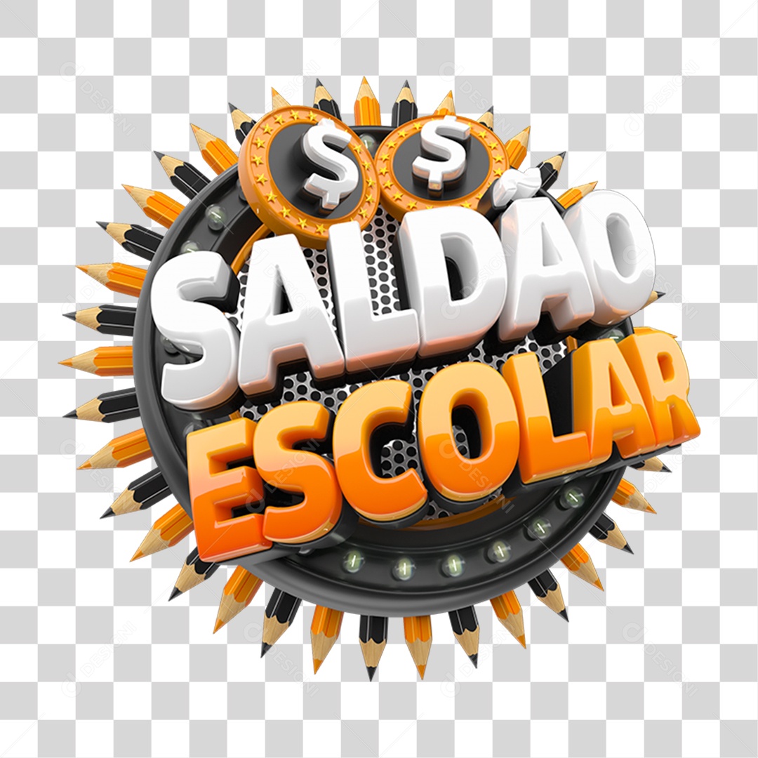 Selo 3D Saldão Escolar PNG Transparente