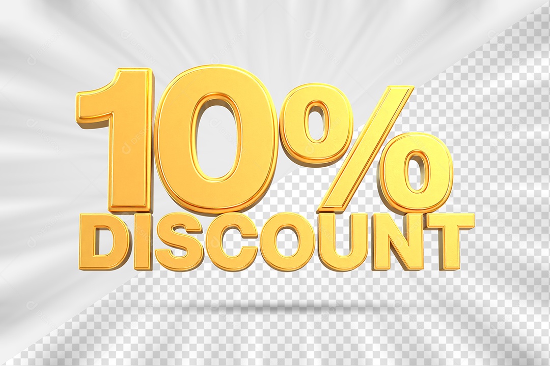 Elemento 3D Número 10% Desconto Amarelo para Composição PSD