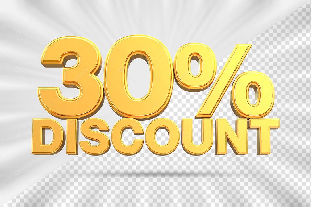 Elemento 3D Número 30% Desconto Amarelo para Composição PSD