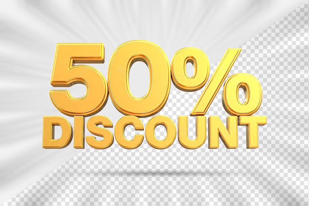 Elemento 3D Número 50% Desconto Amarelo para Composição PSD