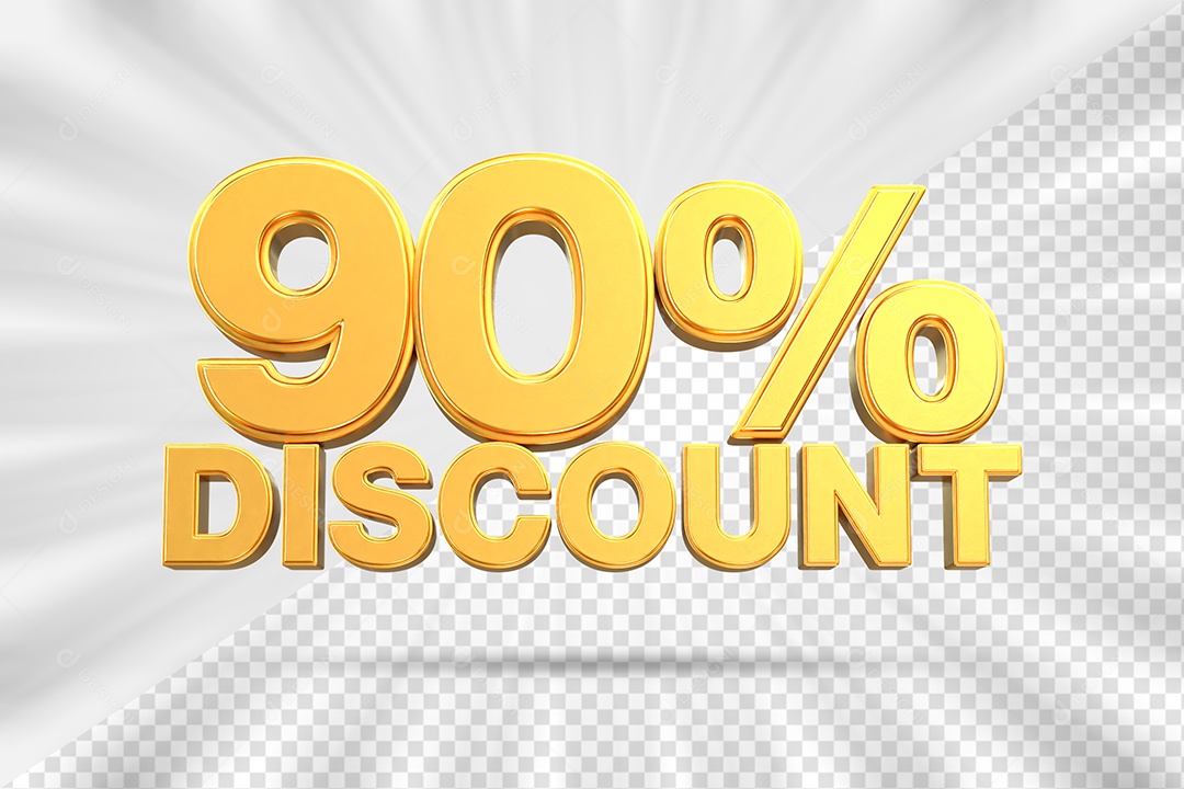 Elemento 3D Número 99% Desconto Amarelo para Composição PSD