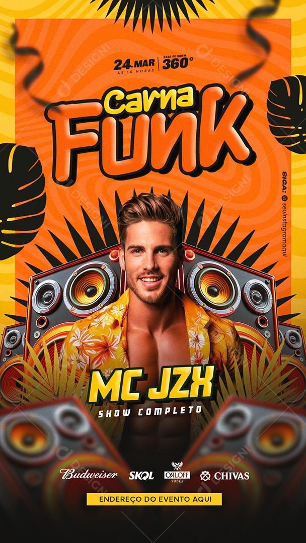 Story Flyer Carnaval Carna Funk Social Media PSD Editável