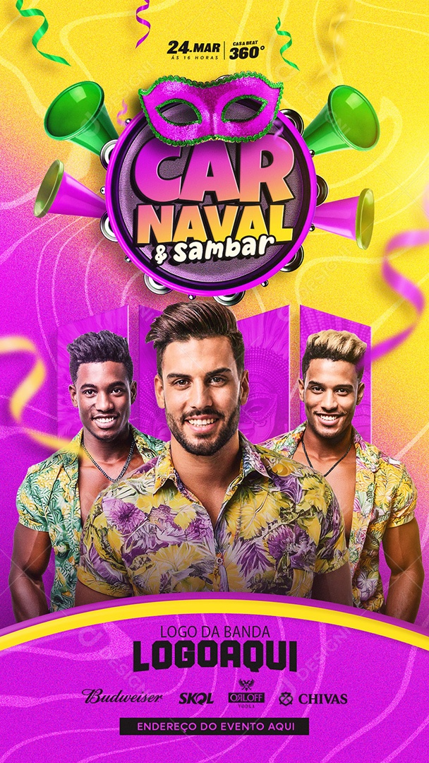 Story Flyer Carnaval Carna & Samba Social Media PSD Editável