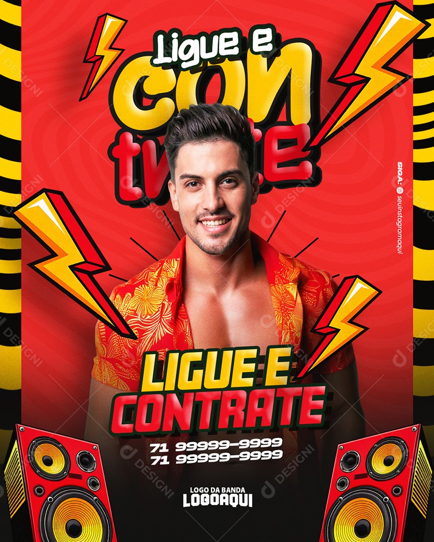 Flyer Ligue e Contrate Social Media PSD Editável