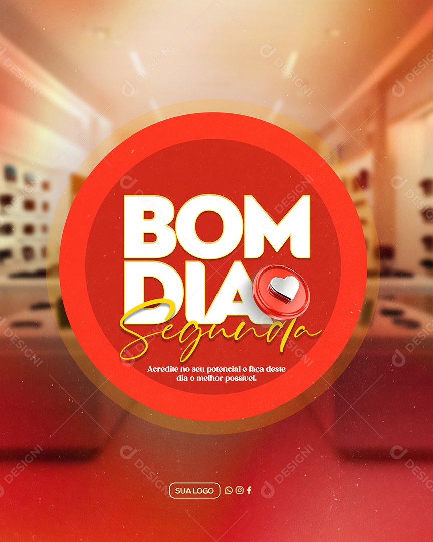 Flyer Bom Dia Segunda Feira Social Media PSD Editável