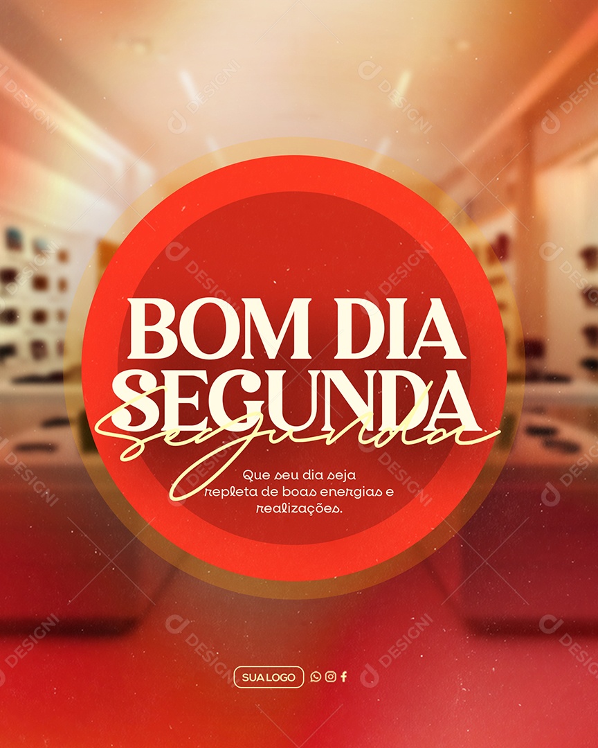 Flyer Bom Dia Segunda Feira Social Media PSD Editável