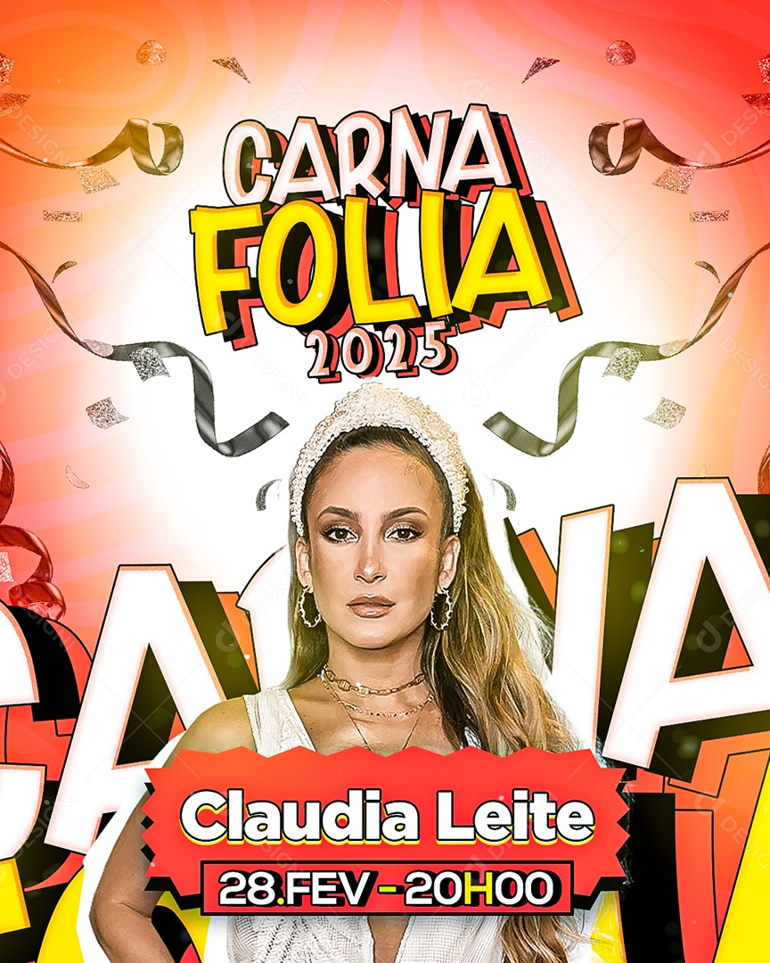 Flyer Carna Folia Claudia Leite Social Media PSD Editável