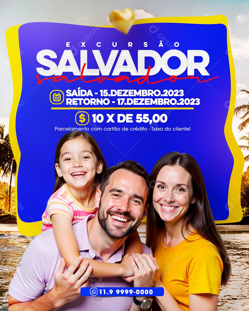 Turismo Excursão Salvador Hora Social Media PSD Editável