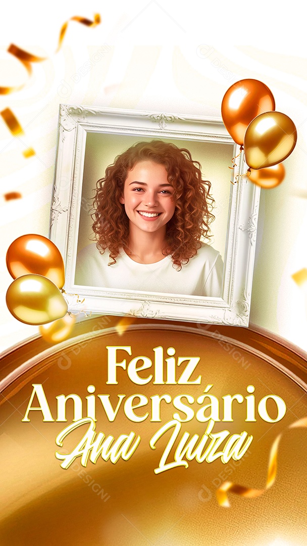 Story Aniversariante Ana Luiza Feliz Aniversário Social Media PSD Editável