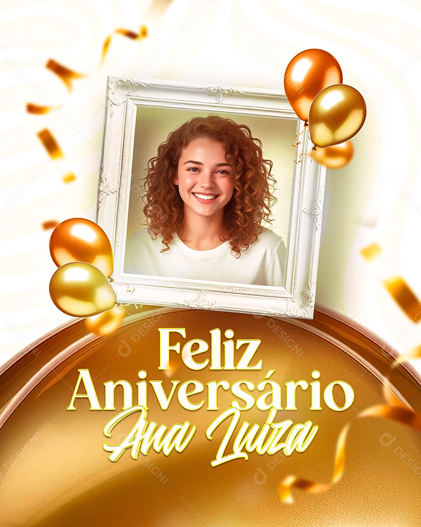 Aniversariante Ana Luiza Feliz Aniversário Social Media PSD Editável
